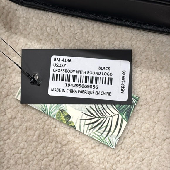 NWT Badgley Mischka  Black Crossbody Bag with round logo - Picture 2 of 10